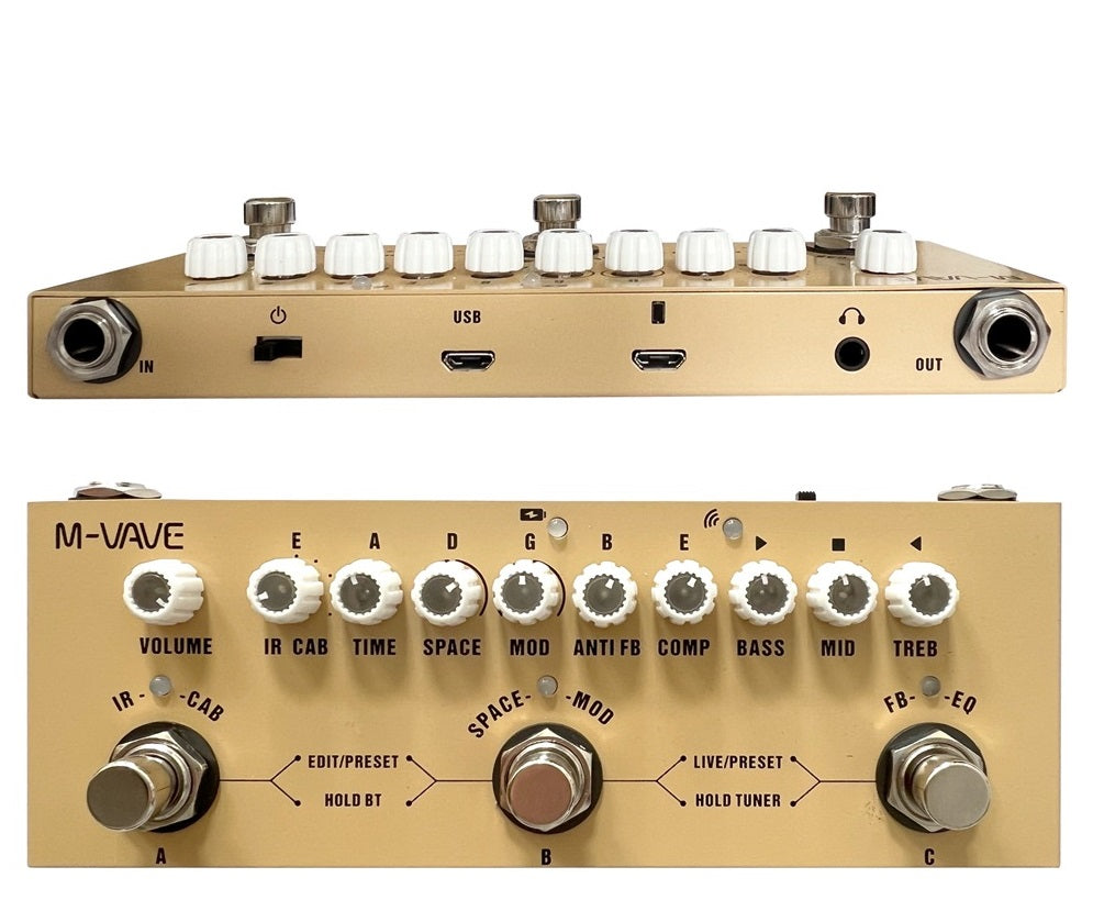 Pedal De Efeitos Cuvave Baby Recarregável Multi Efeitos Guitarra Eétrica/Baixo/Guitarra Acústica M-Vave