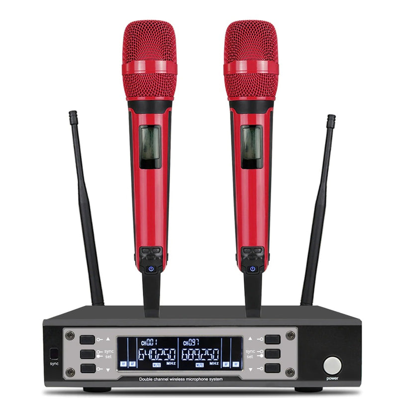 2 Microfones Dinâmicos Sem Fio Profissional + Receptor